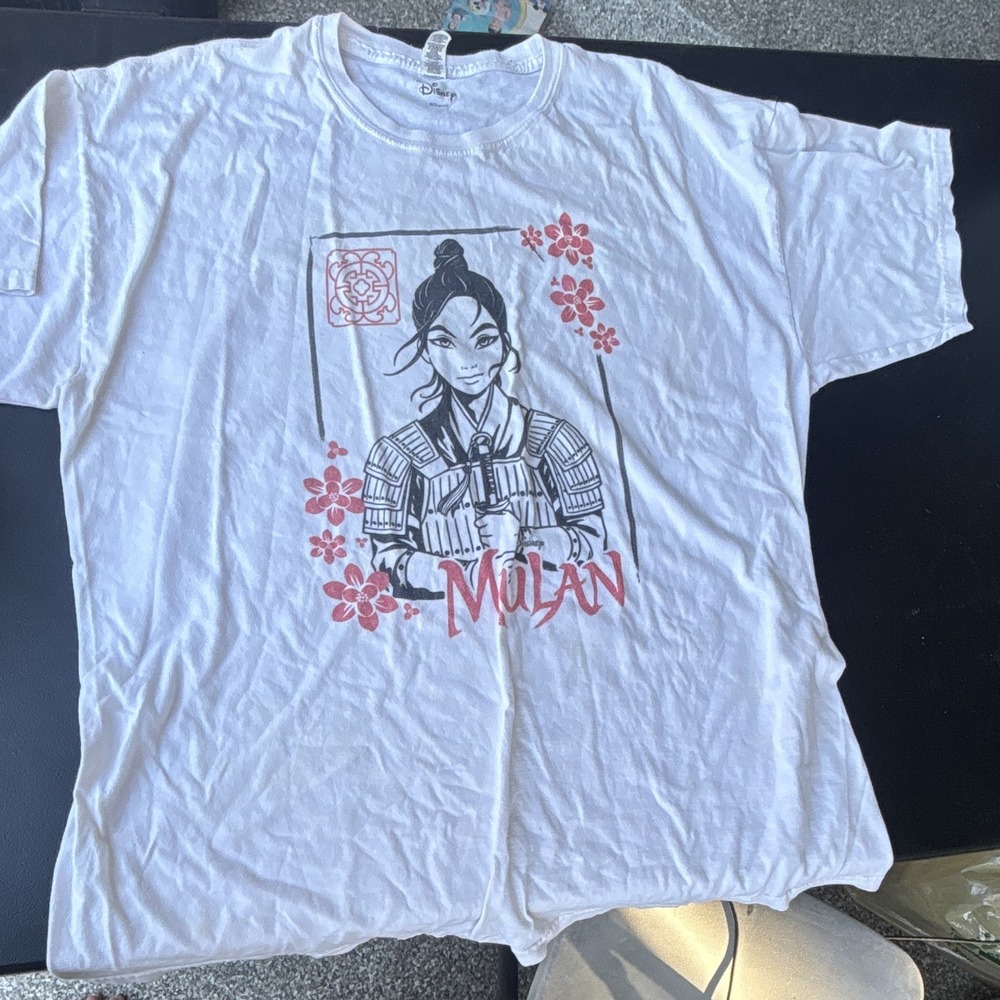 Disney Mulan Men's White Graphic Print Logo T-Shirt Crew Neck Short Sleeve 3XL